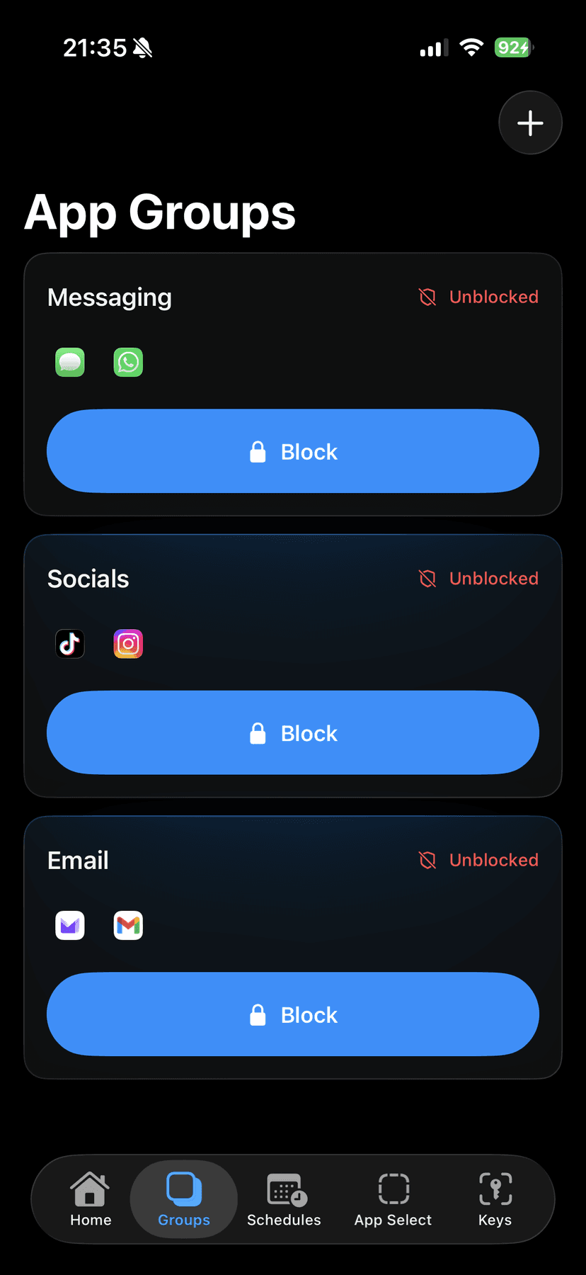 App Groups: Messaging, Socials, Email, whatever you want!