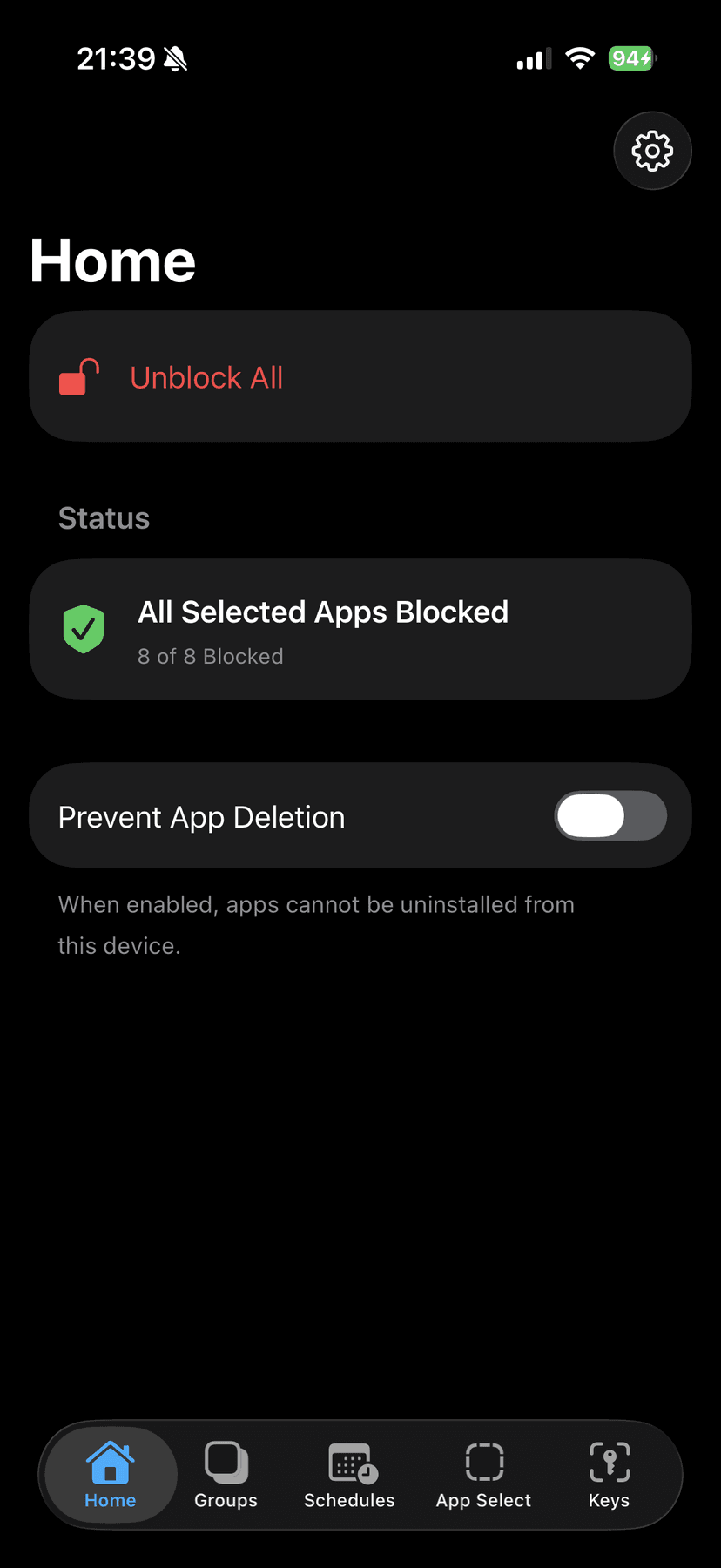 Normal app - all selected apps blocked