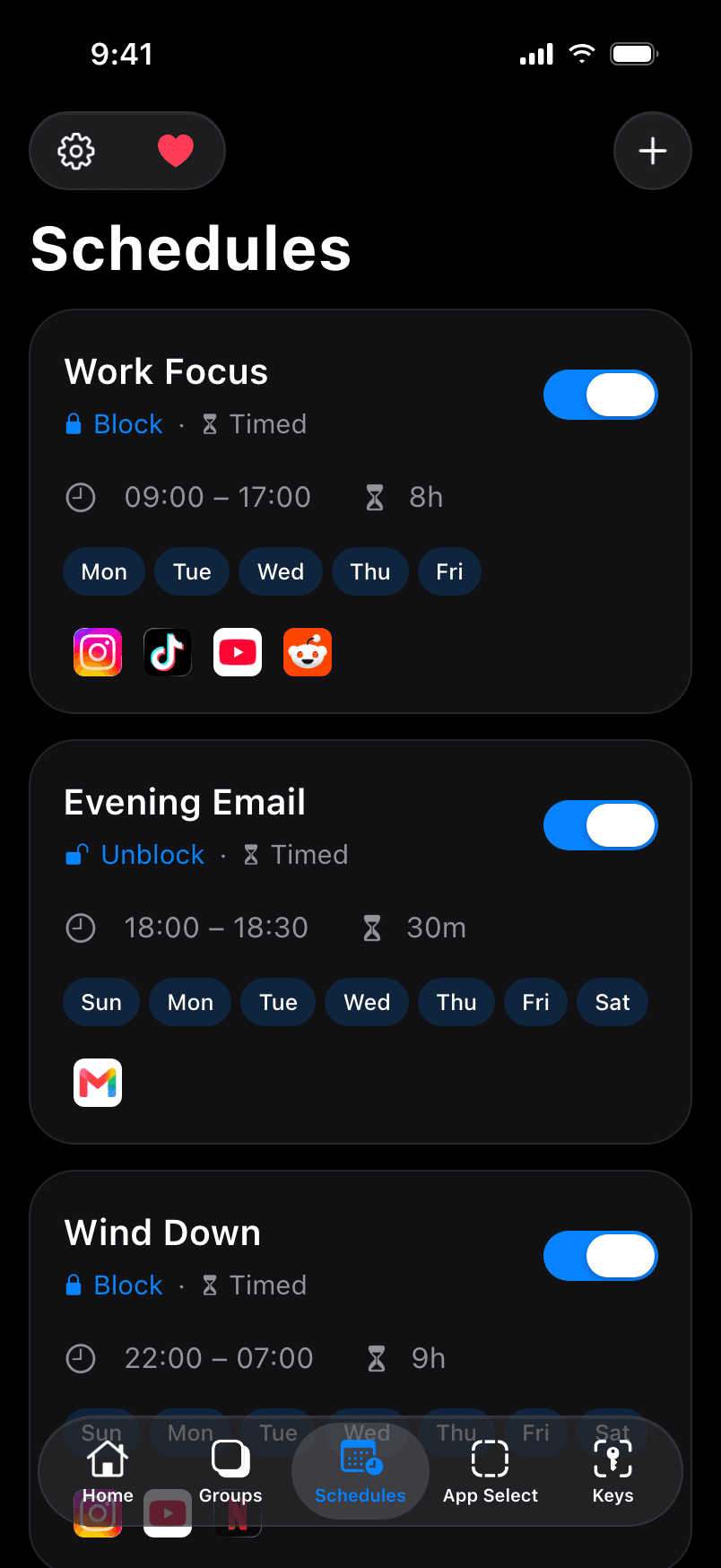 Schedules: Work Focus, Evening Email and Wind Down